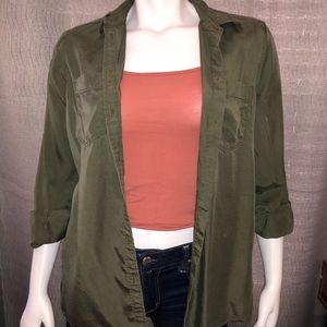 Express Green button down shirt